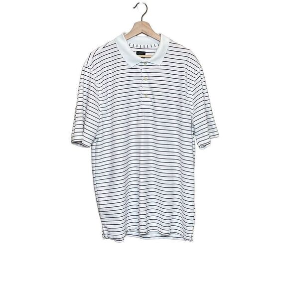 Greg Norman white with purple striped golf polo size L - Picture 1 of 13